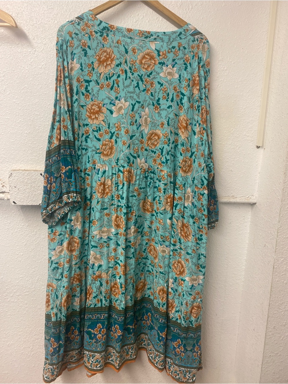 BloomChic Teal & Navy Boho Midi Dress - Picture 3 of 7